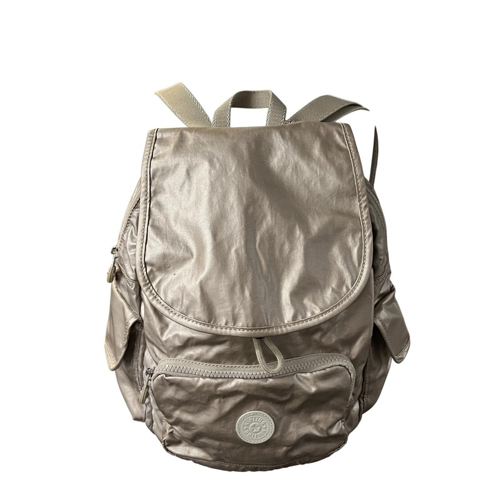 Kipling Metallic Glow Citypack Backpak Rose Gold Nylon Travel School Classic